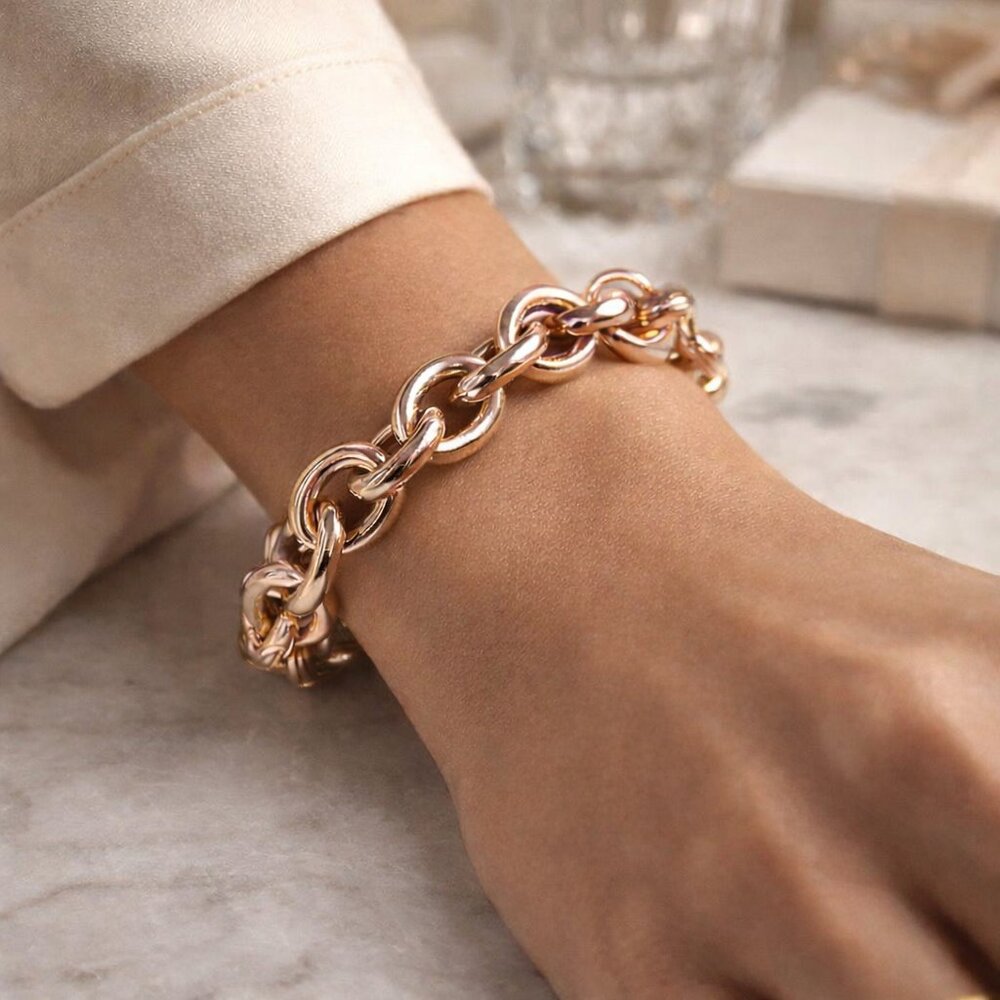 ✨ G.I.L.I. Bronzo Italia® Rose Gold Status Link Bracelet ✨ From QVC.